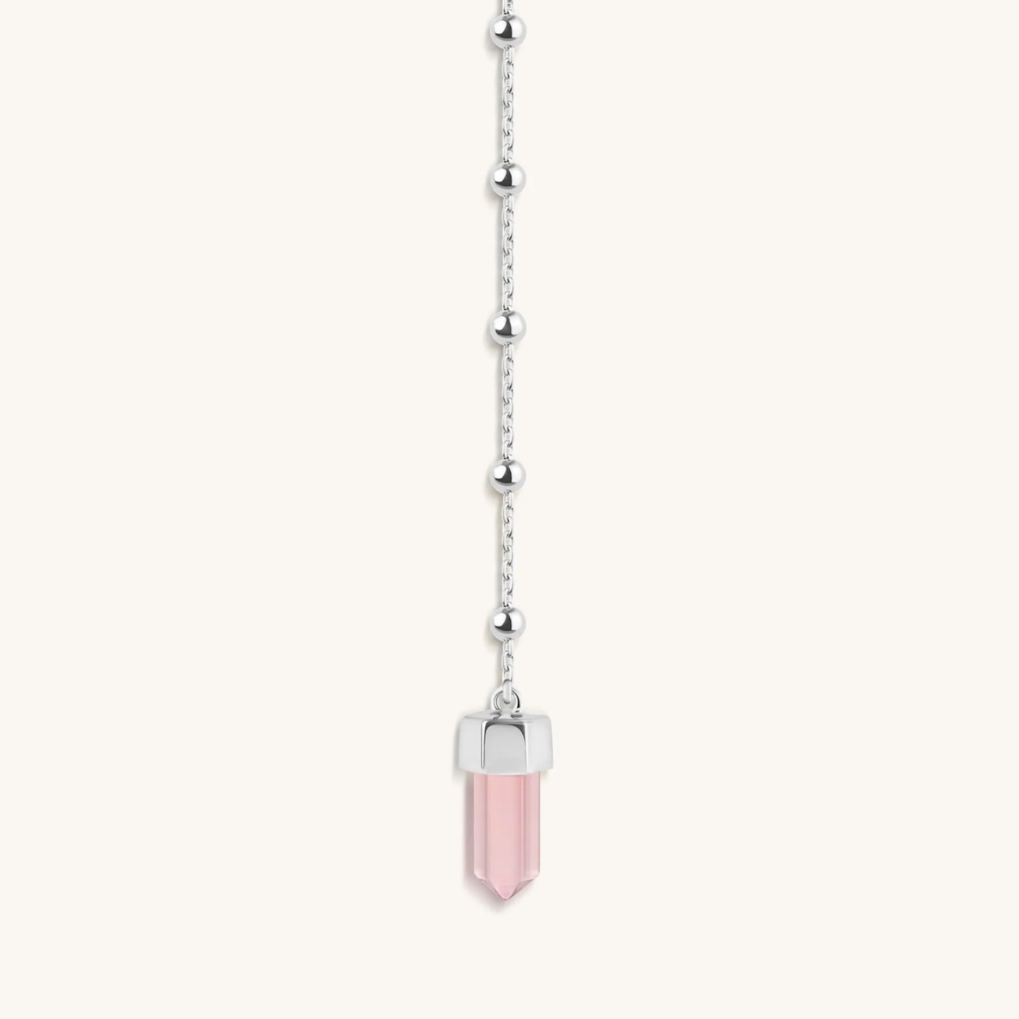 Guided by Love - Rose Quartz Silver Evil Eye Necklace