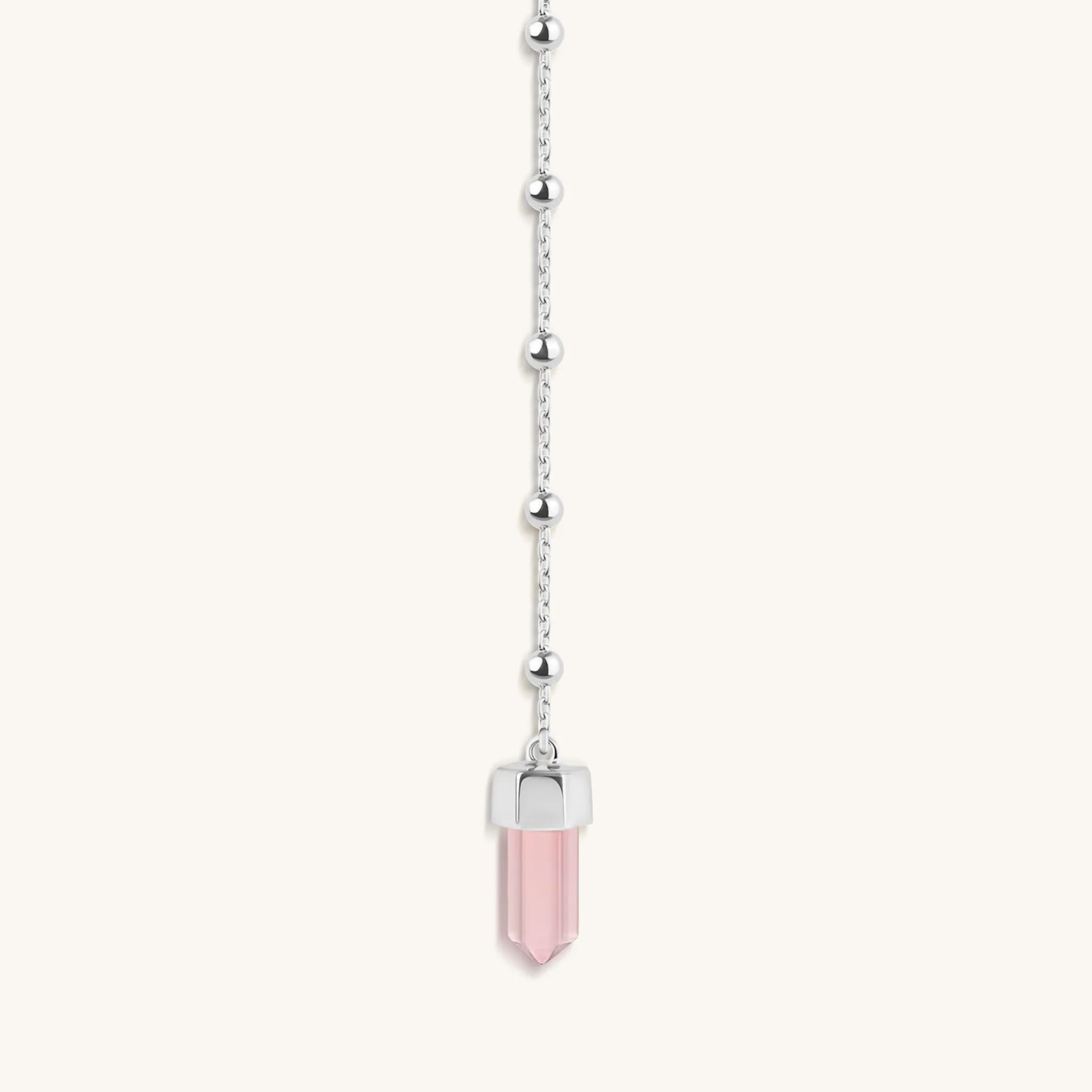 Guided by Love - Rose Quartz Silver Evil Eye Necklace