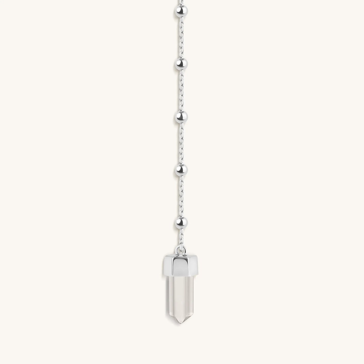 Clear Mind - Crystal Quartz Silver Evil Eye Necklace