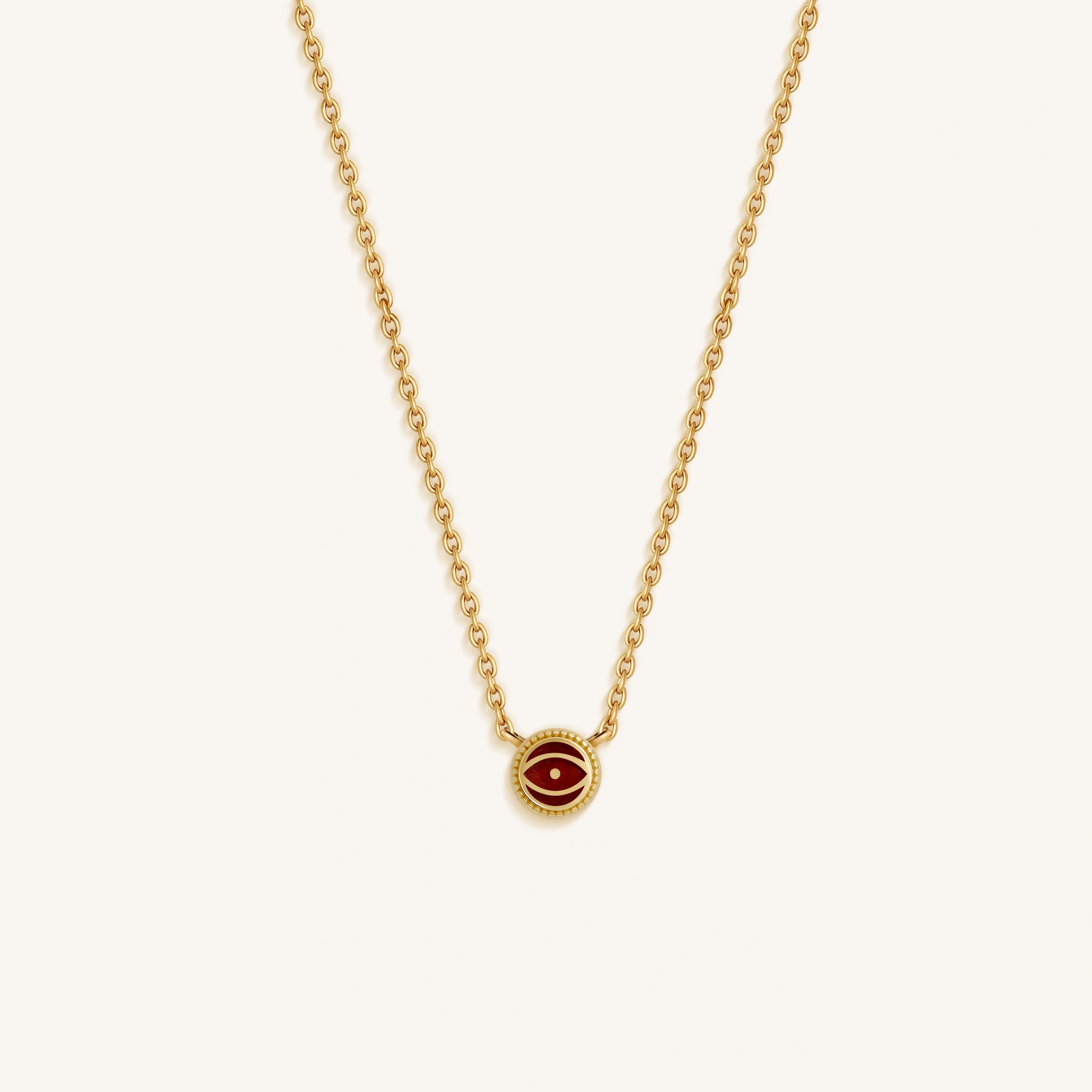 Radiant Shield - Garnet January Birthstone Evil Eye Necklace