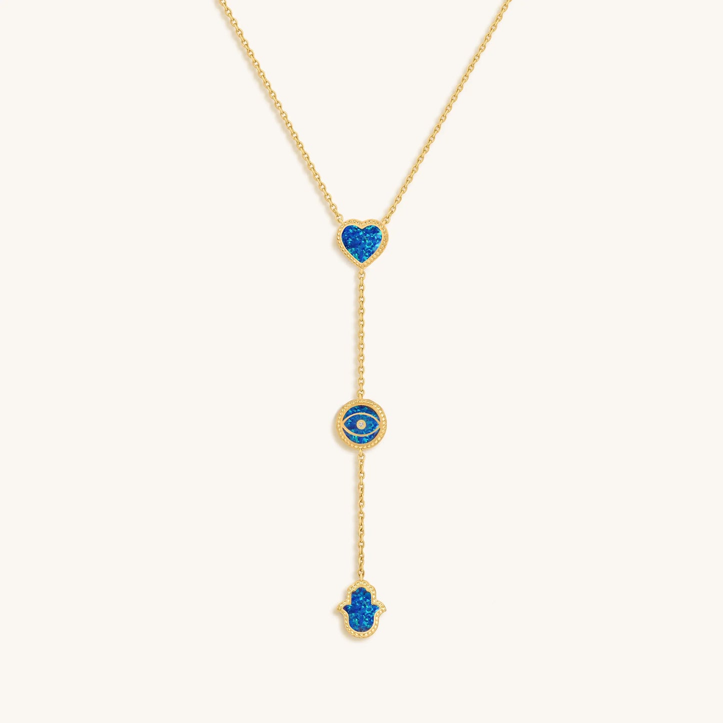 Spirit’s Zen Blue Opal Multi-Symbol Gold Necklace