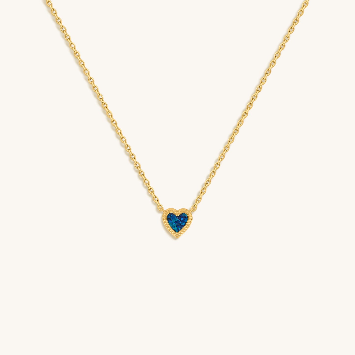 Confident Soul Blue Opal Heart Gold Necklace