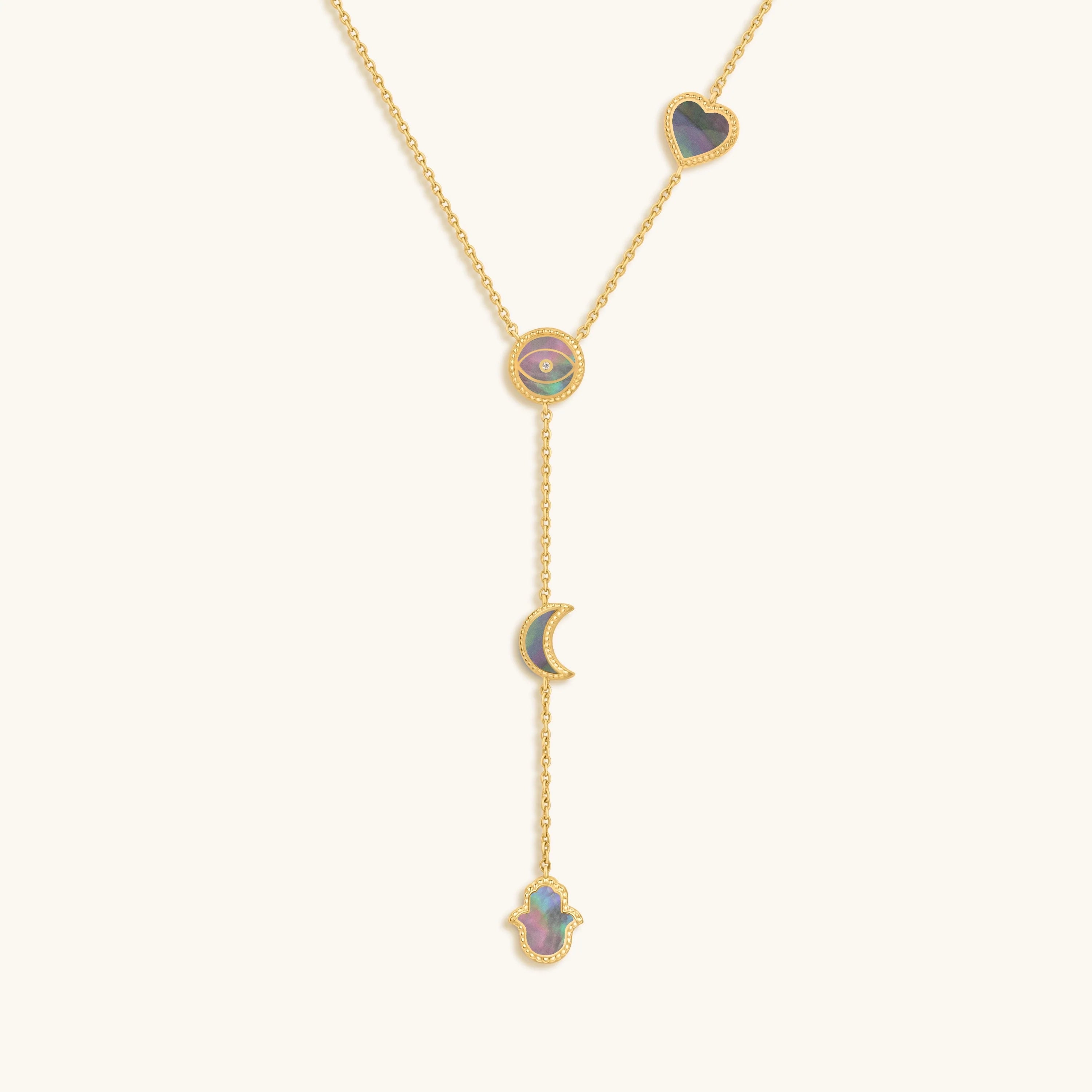 Patient Mind Multi-Symbol Mother of Pearl Necklace