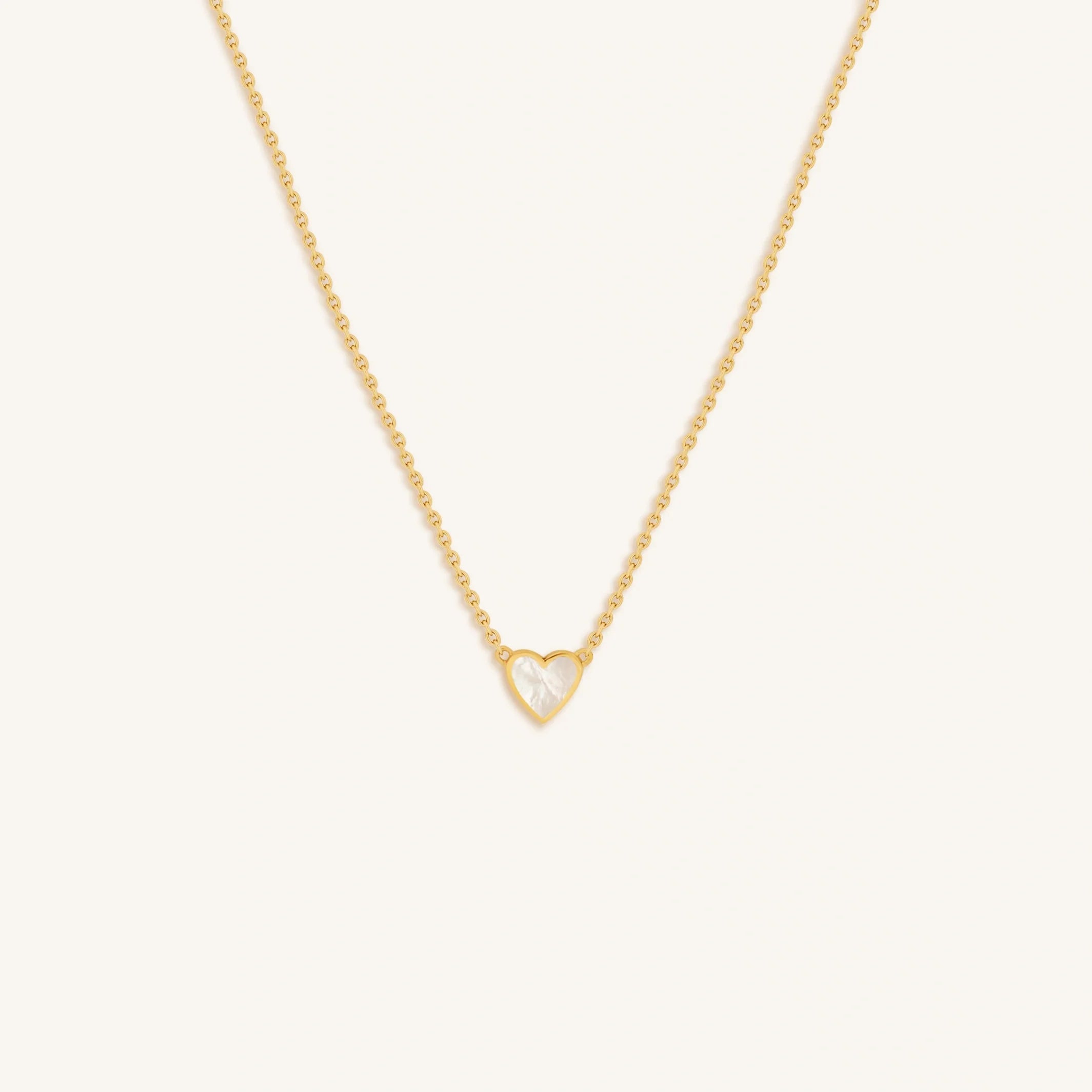 Heartfelt Abundance Mother of Pearl Heart Gold Necklace