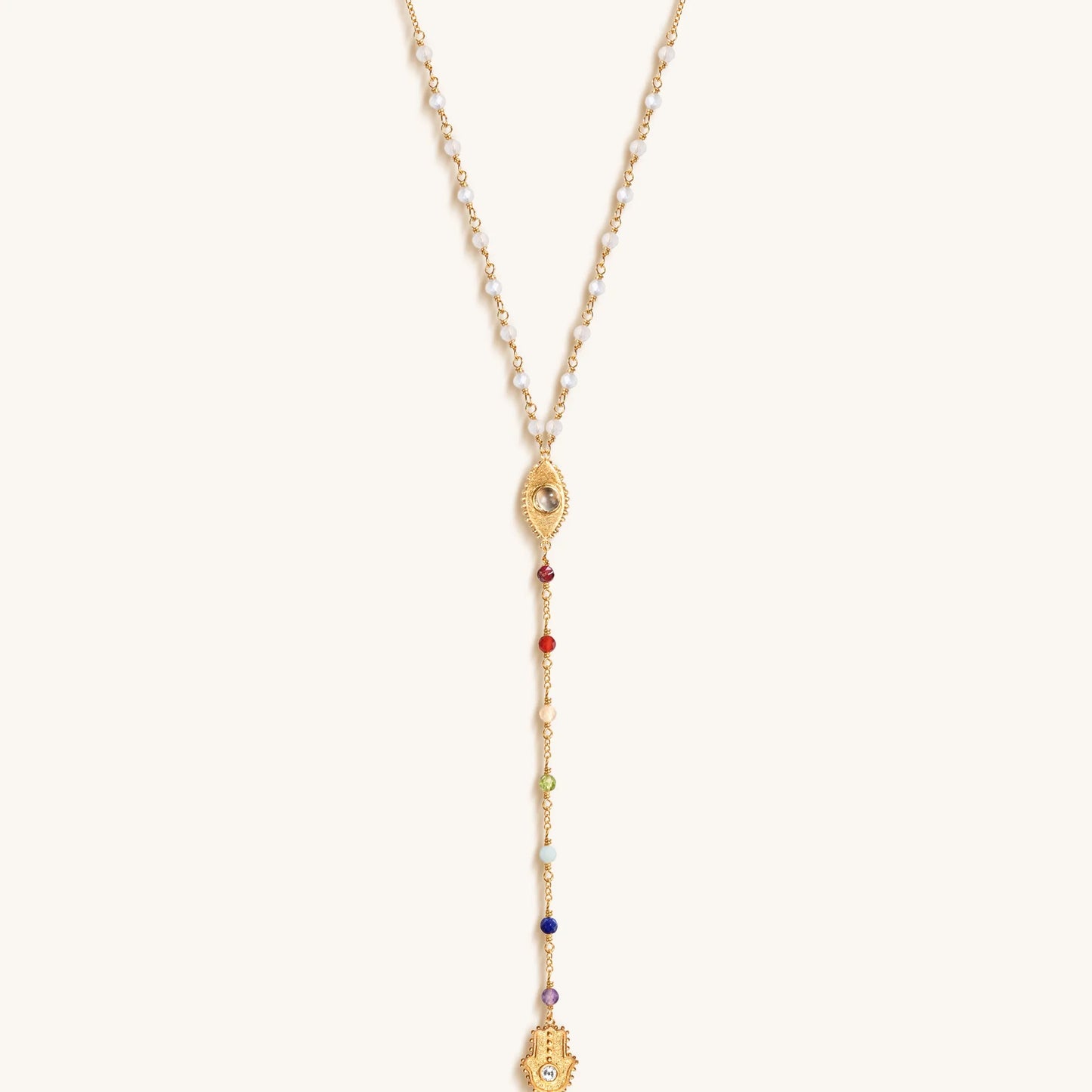 Supreme Awakening - Moonstone Chakra Rosary Necklace