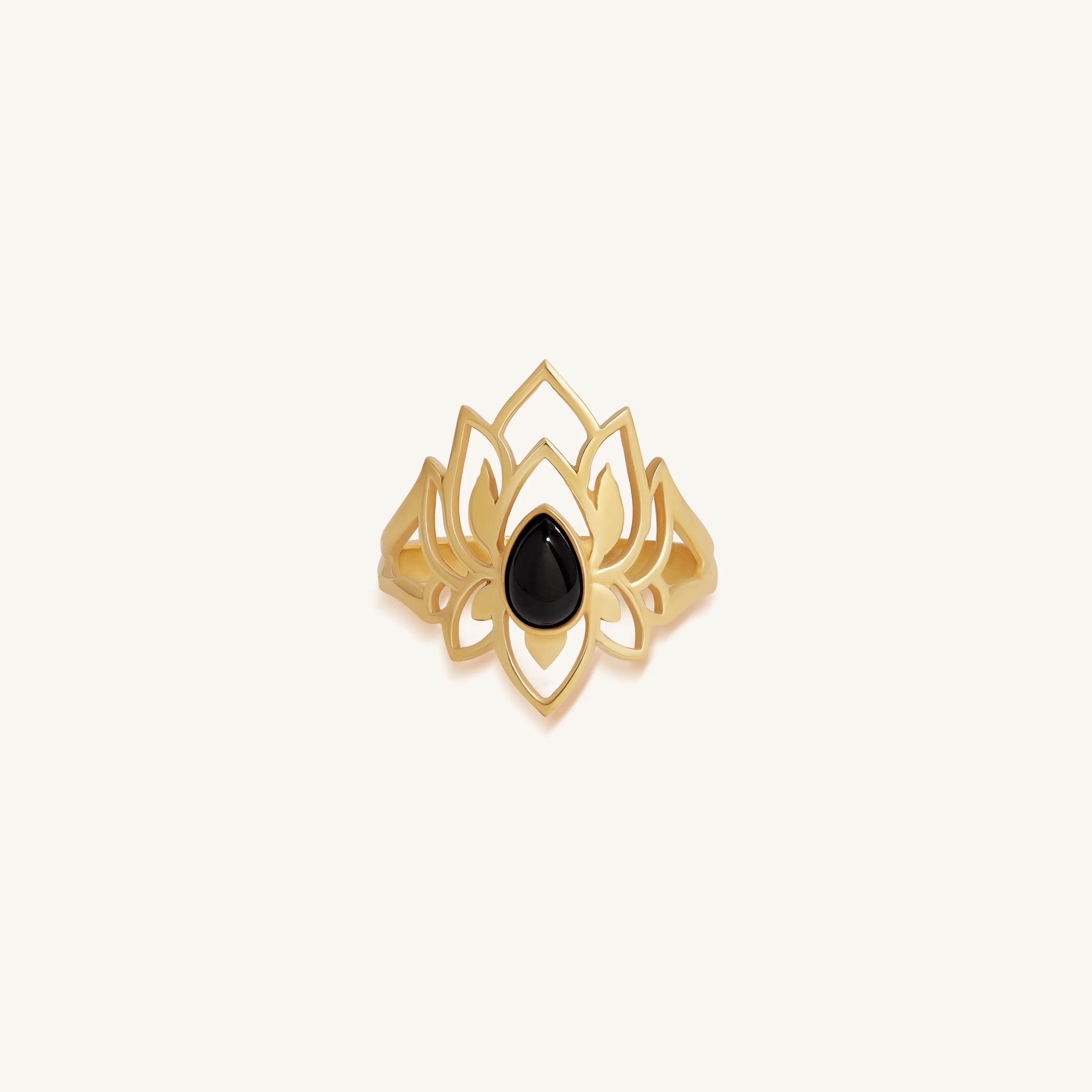 Lotus Grace Royale Onyx Gold Ring