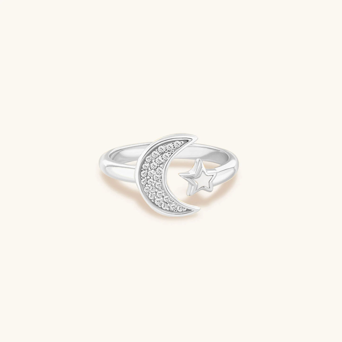 Cosmic Transformation Silver Moon & Star Ring
