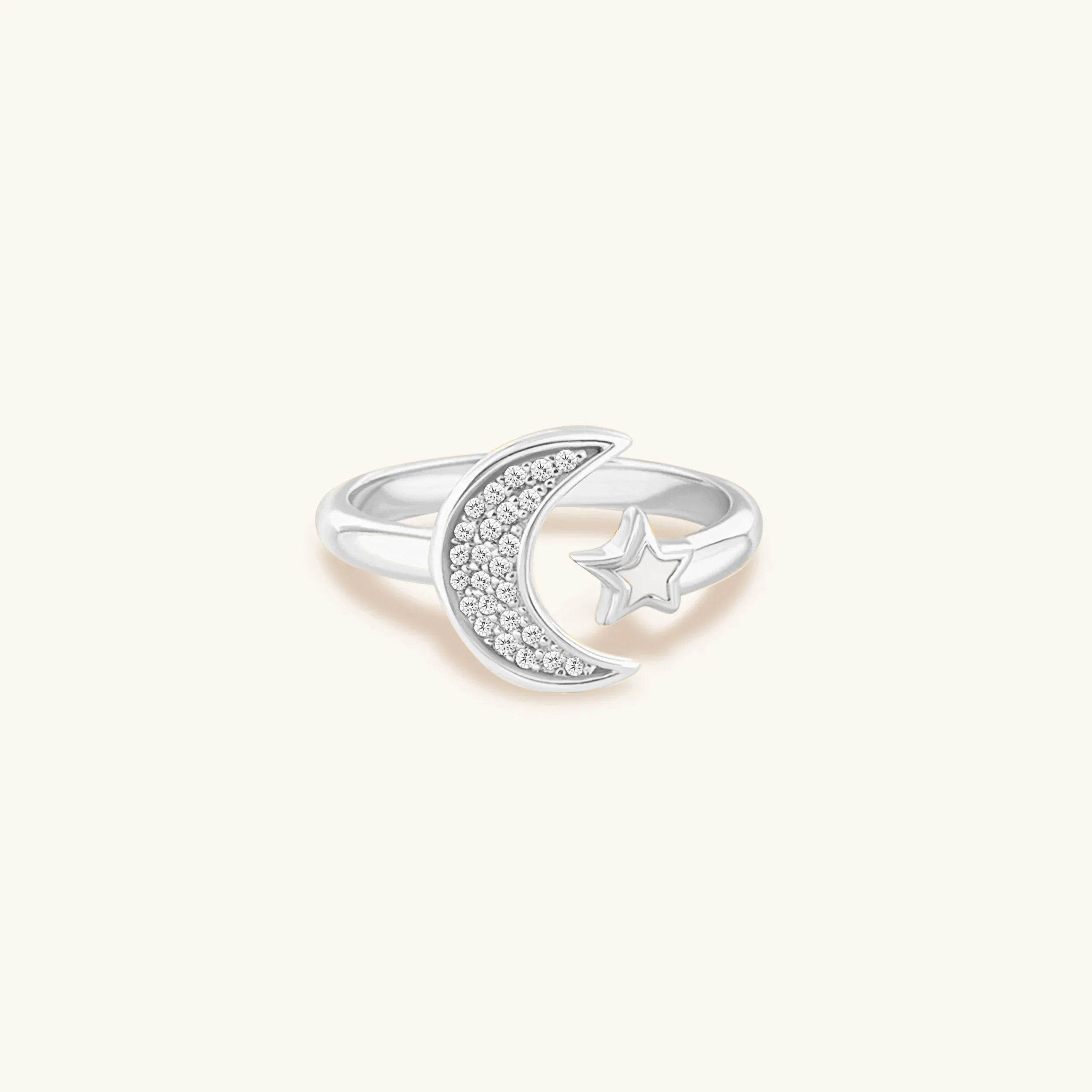 Cosmic Transformation Silver Moon & Star Ring