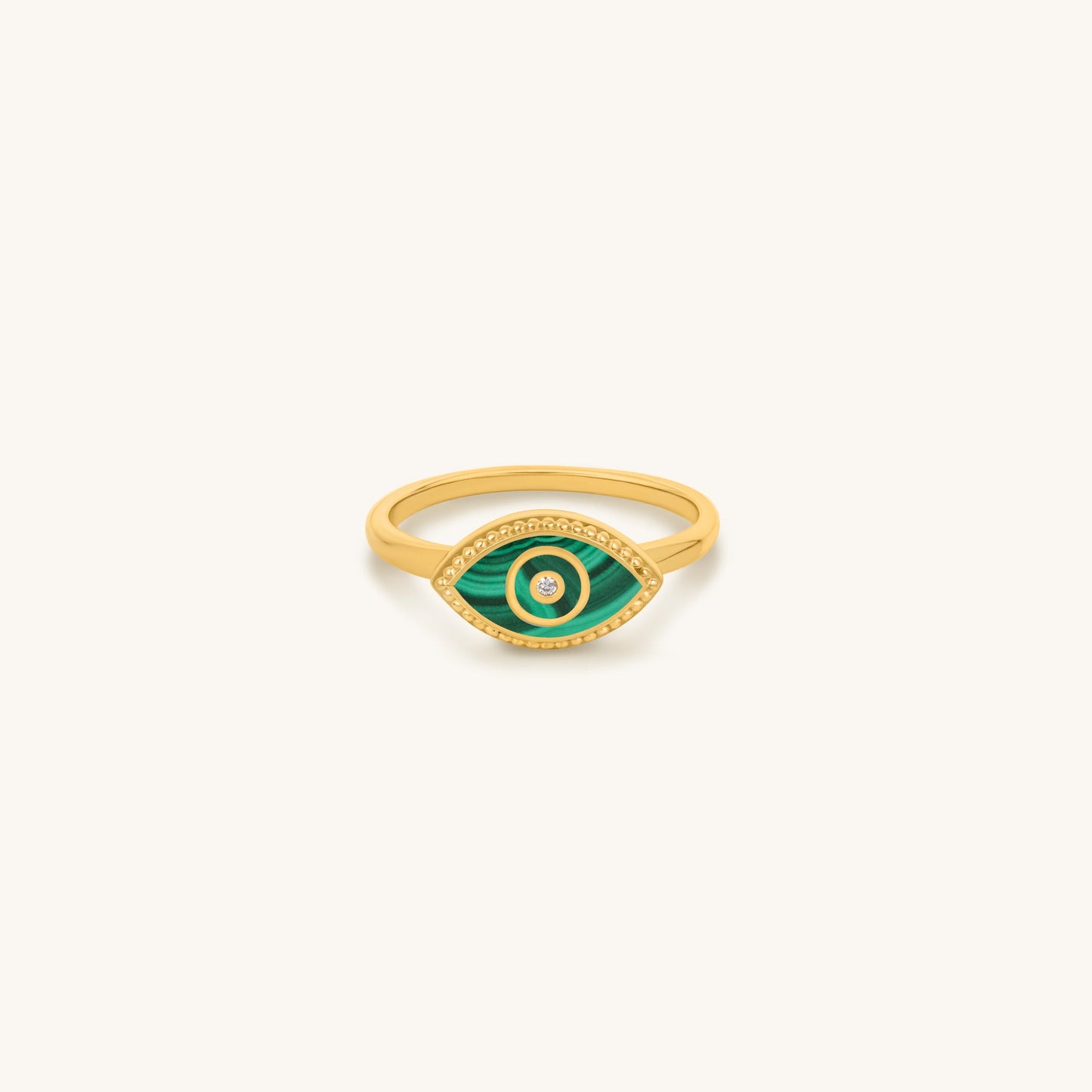 Kaleidoscope Soul Evil Eye Malachite Gold Ring