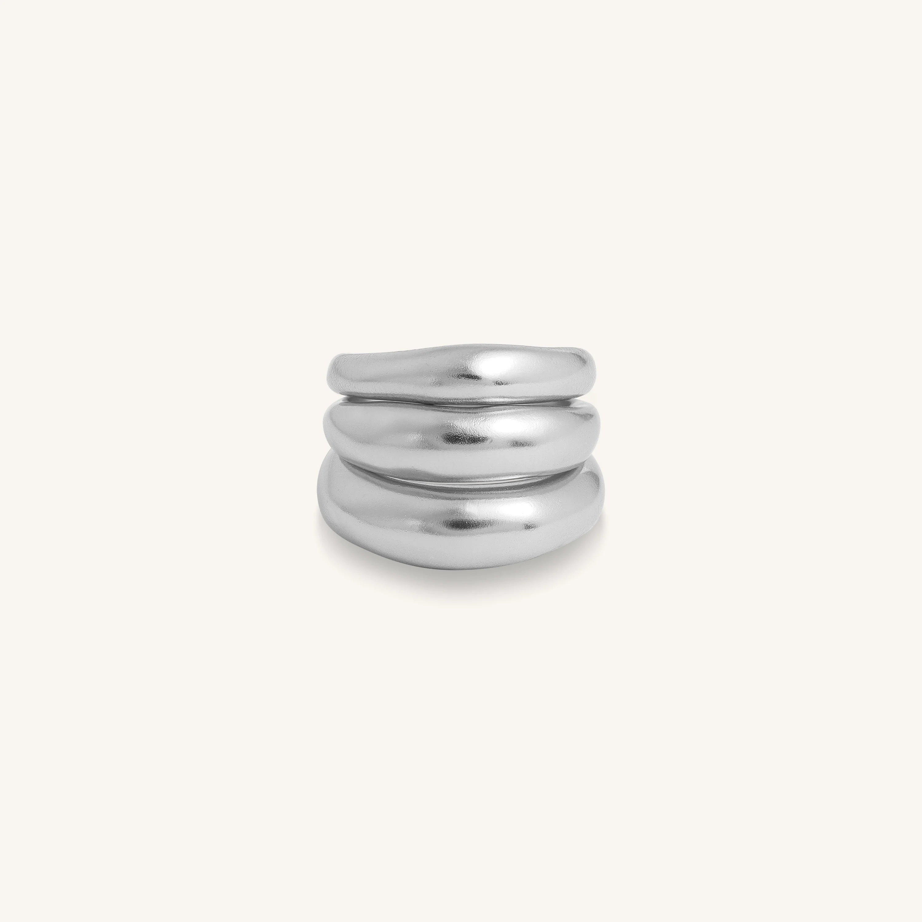 Silver Trine Balance Ring Stack