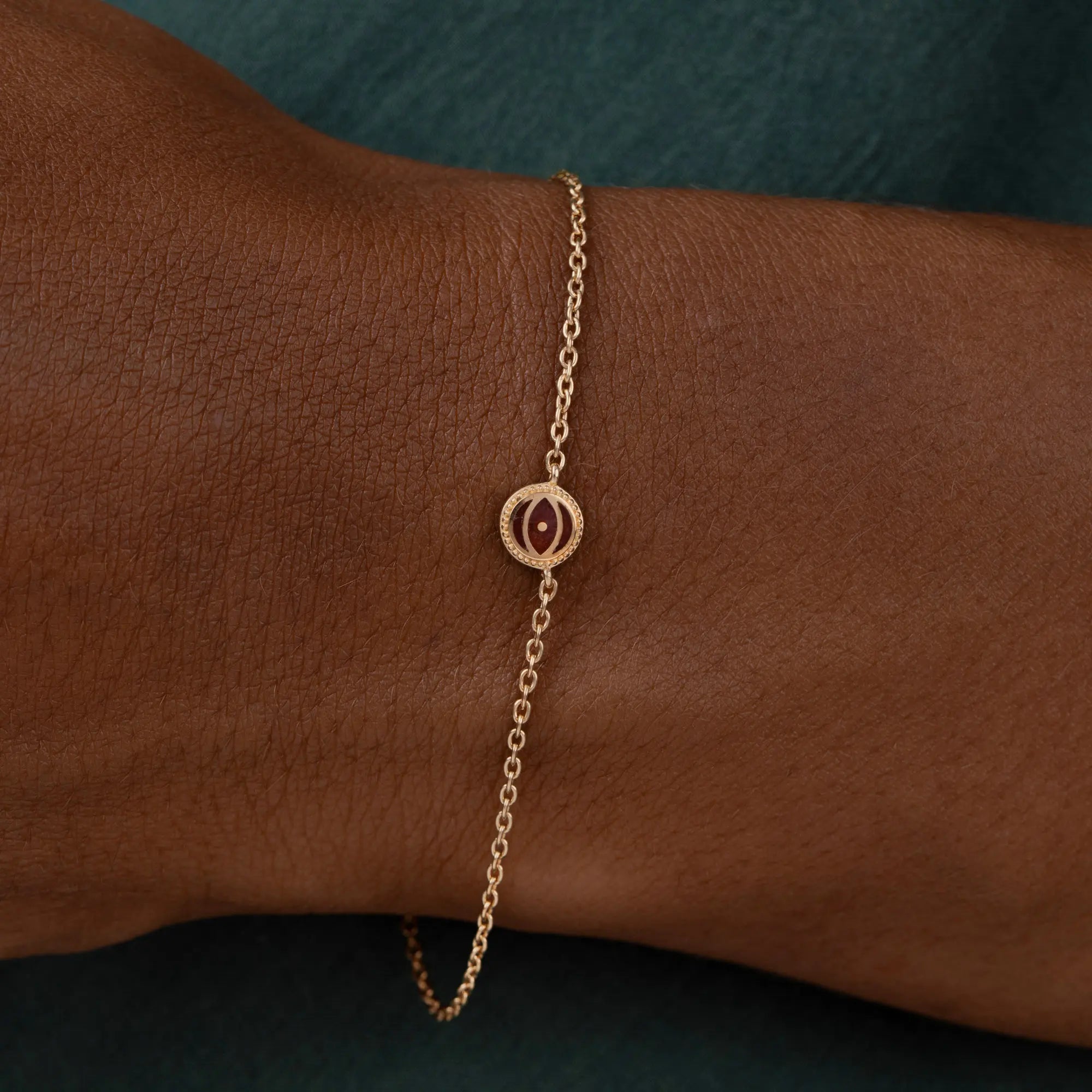 Vital Essence - Garnet January Birthstone Gold Bracelet