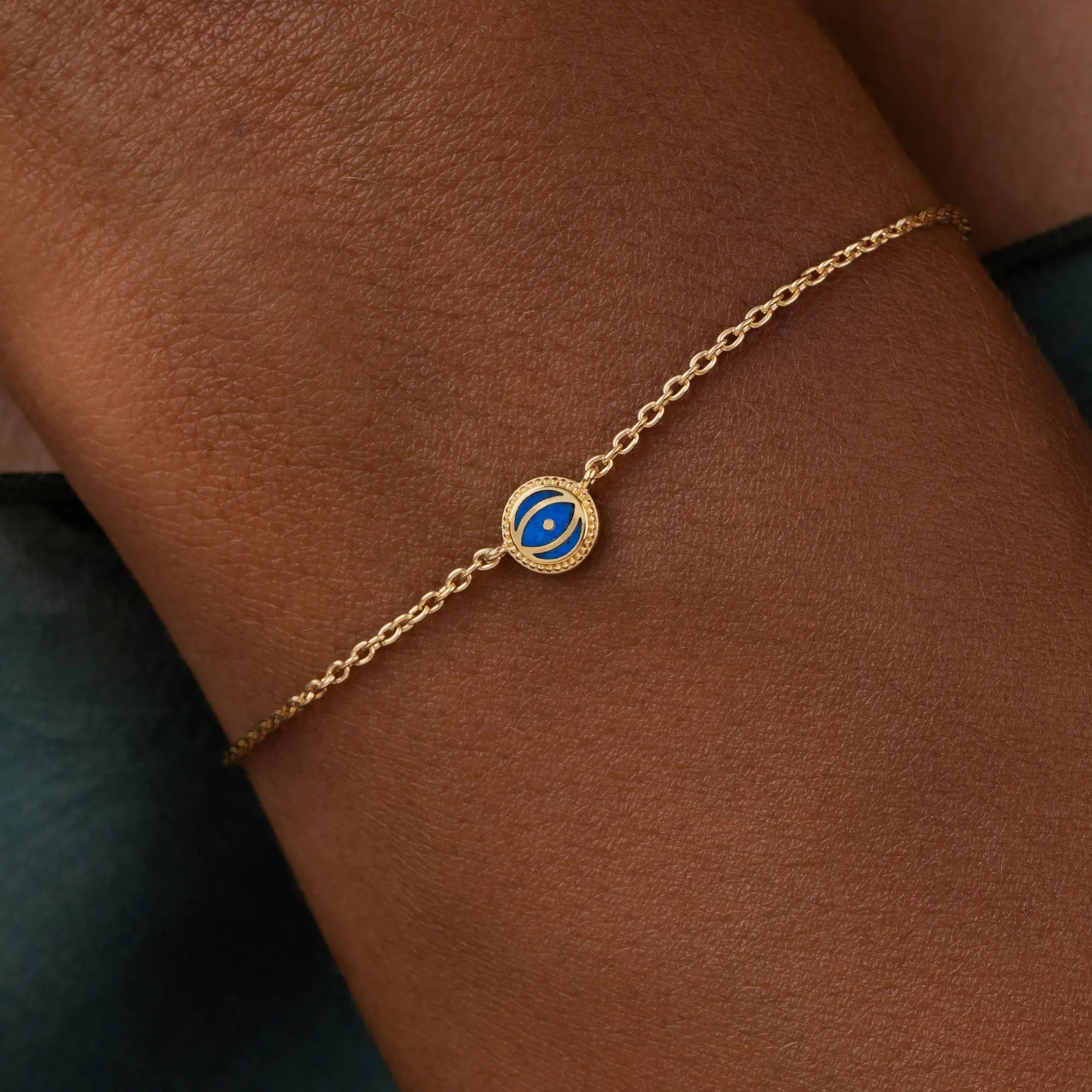 Truth Keeper - Lapis Lazuli September Birthstone Evil Eye Gold Bracelet