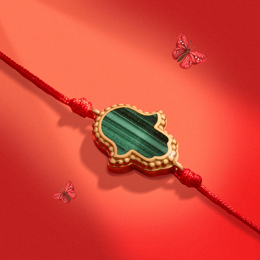 Gifted & Blessed Hamsa Malachite Red String Bracelet