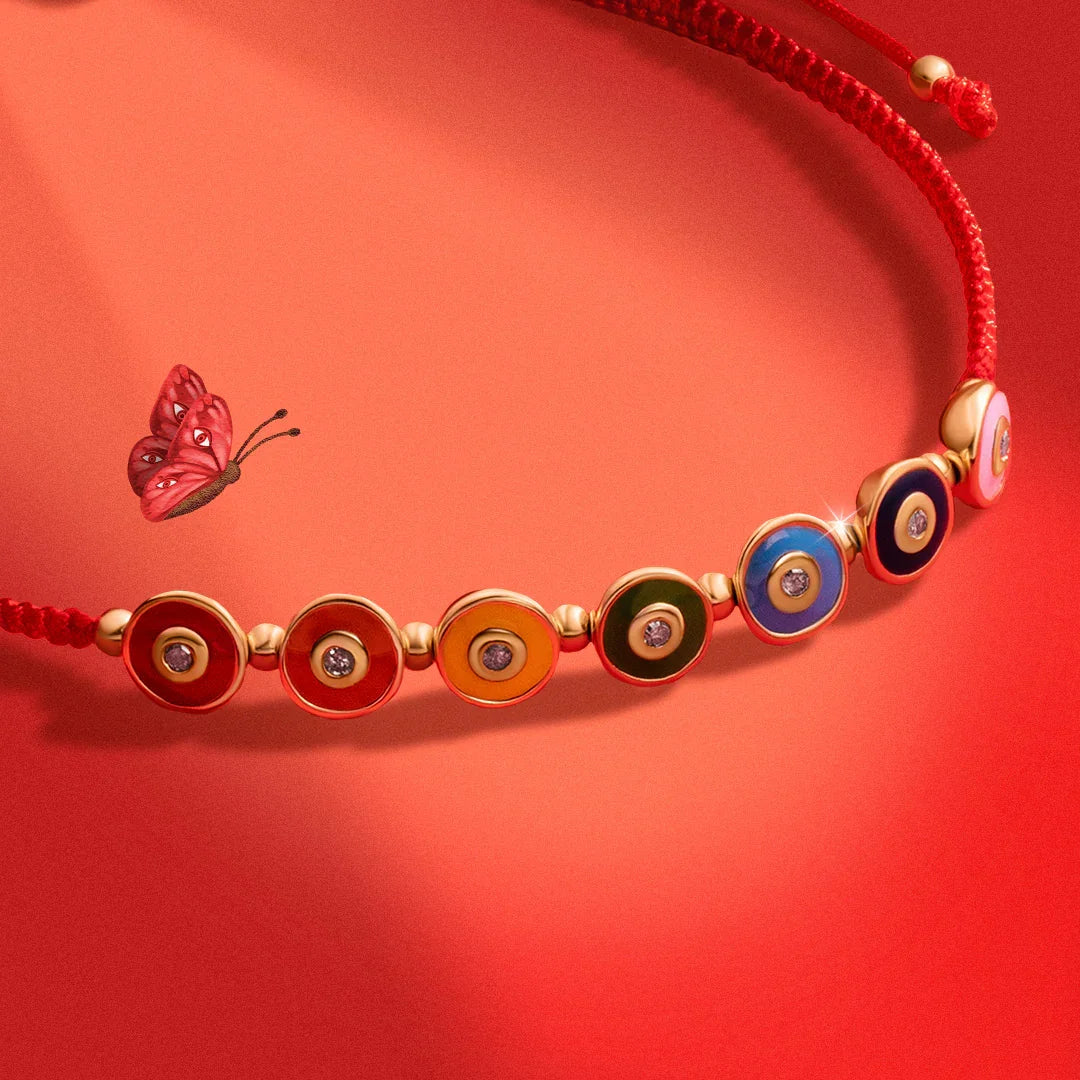 Joyful Journey - Gold Plated Chakra Red String Bracelet