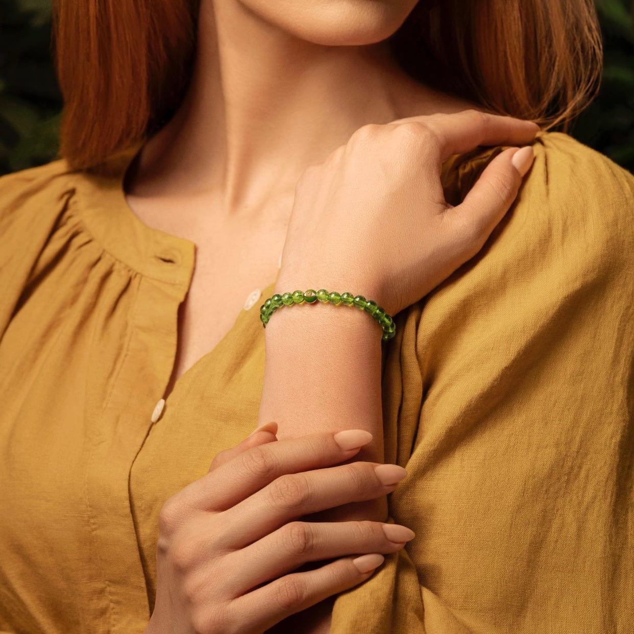 Spiritual Radiance - Peridot August Birthstone Evil Eye Bracelet