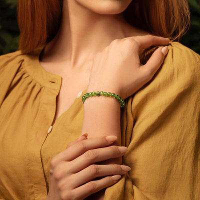 Spiritual Radiance - Peridot August Birthstone Evil Eye Bracelet
