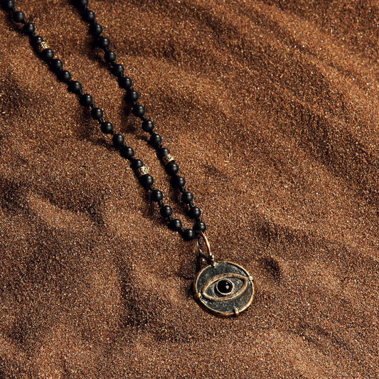 Deep Consciousness - Matte Onyx Evil Eye Pendant Necklace