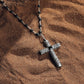 Profound Belief - Silver Matte Onyx Cross Charm Necklace