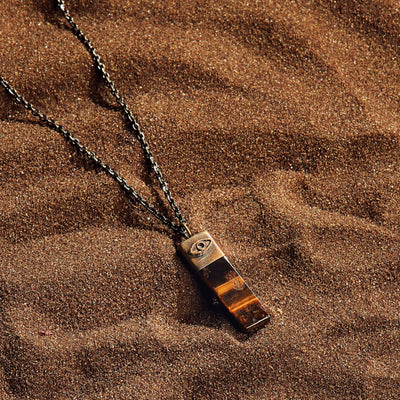 Outstanding Strength - Tiger's Eye Evil Eye Slab Necklace