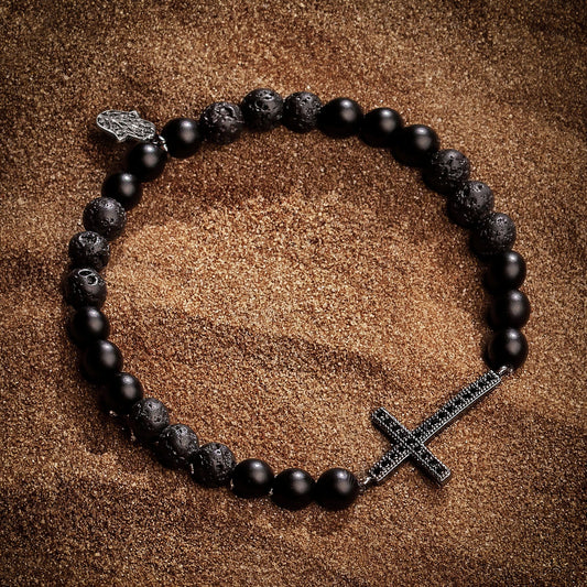 Rooted Faith - Lava Cross Bracelet