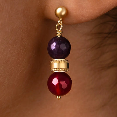 Poised Radiance Garnet & Rhodolite Gold Stud Earrings