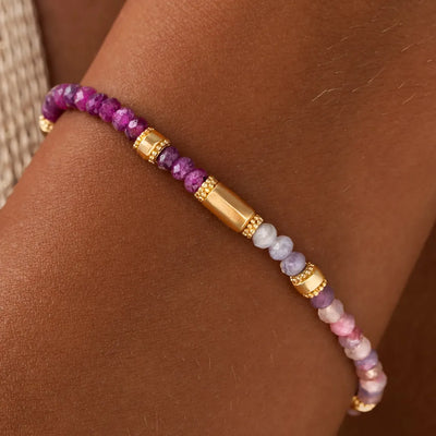 Heartline Harmony Ruby & Pink Tourmaline Stretch Bracelet