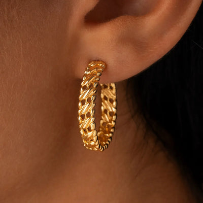 Infinite Golden Flow Hoop Earrings