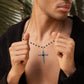 Profound Belief - Silver Matte Onyx Cross Charm Necklace