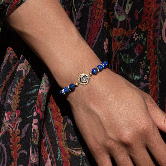 Illuminating Energy - Lapis Moon Charm Bracelet