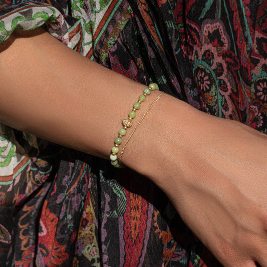 Enlightened Soul - Buddha Jade Gold Chain Bracelet