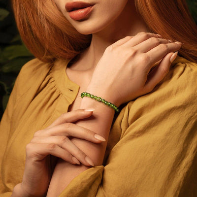 Spiritual Radiance - Peridot August Birthstone Evil Eye Bracelet
