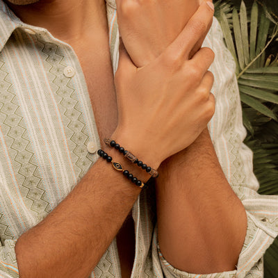 Divine Calmness - Evil Eye Mantra Matte Onyx Bracelet