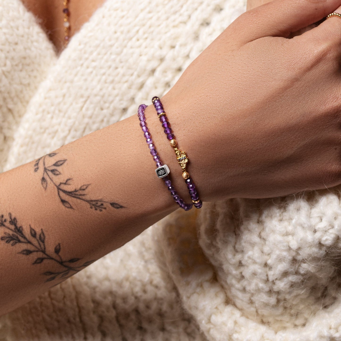 Spiritual Transformation - Amethyst Butterfly Charm Bracelet