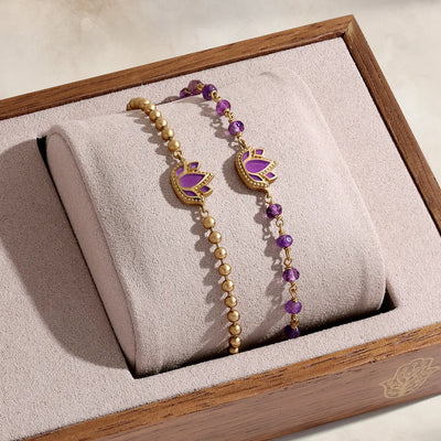 Inner Bloom Amethyst Lotus Gold Bracelet