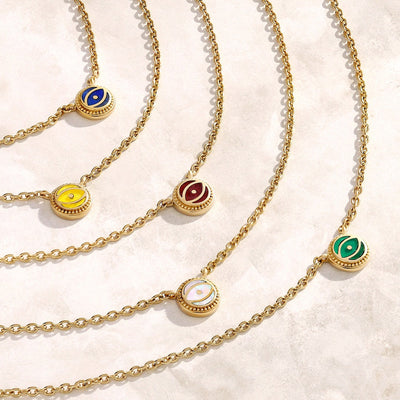 Luminous Sentinel - White Quartz April Birthstone Evil Eye Gold Necklace