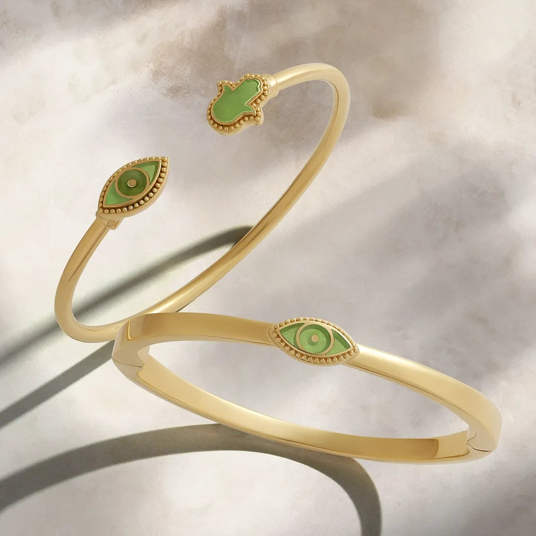 Eternal Shield Jade Evil Eye & Hamsa Bangle