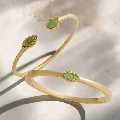 Eternal Shield Jade Evil Eye & Hamsa Bangle