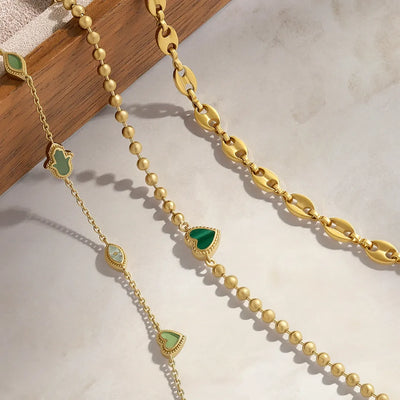 Celestial Bonds Jade Moon Heart & Evil Eye Bracelet