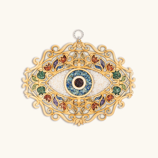 Benevolent Guardian Wooden Evil Eye Wall Blessing