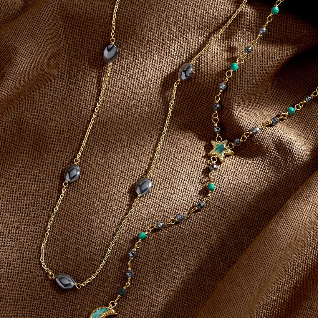 Tranquil Gleam – Hematite Statement Necklace