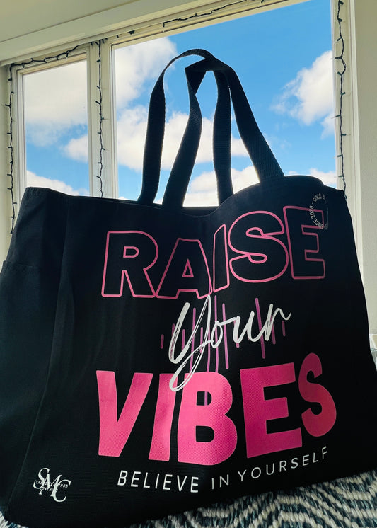 🖤 Black “Raise Your Vibes” Tote