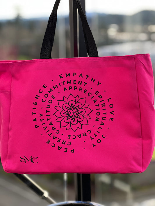 🌺 Tropical Pink Affirmation Mandala Tote