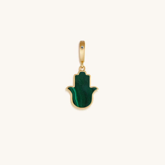 Abundant Blessings Malachite Hamsa Engravable Charm