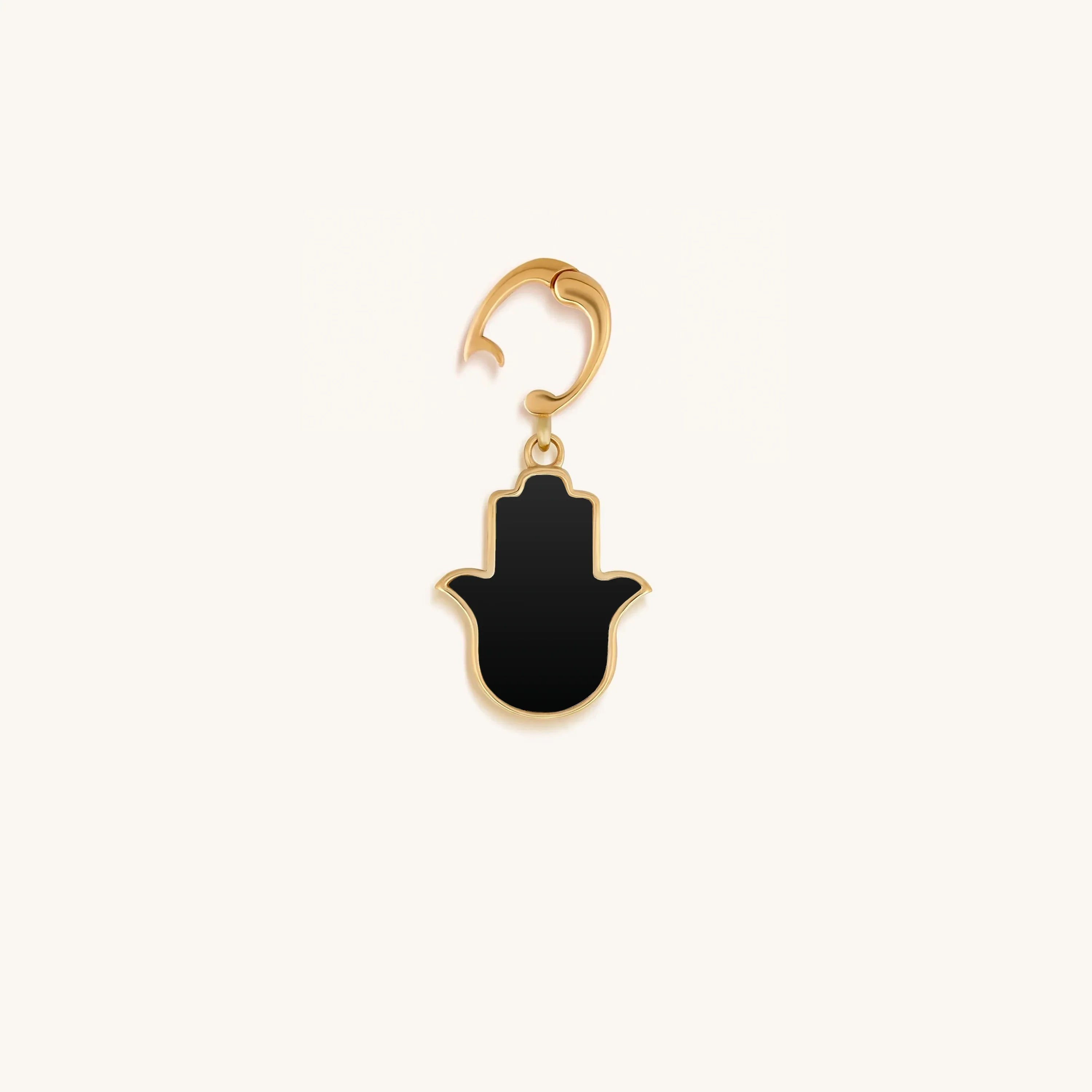 Sacred Timing Black Onyx Hamsa Engravable Charm