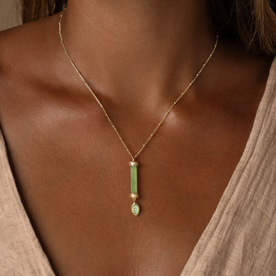 Guardian Spirit Jade Evil Eye Gold Necklace
