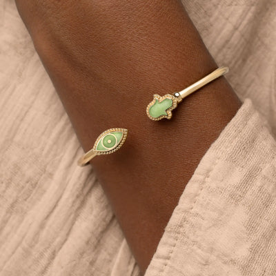 Eternal Shield Jade Evil Eye & Hamsa Bangle