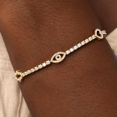 Serene Guardian Hamsa Heart Evil Eye Bracelet