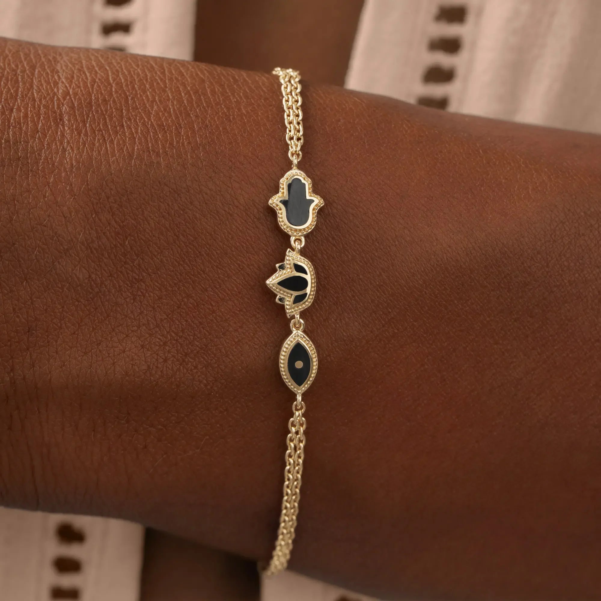 Sacred Poise Multi-Charm Onyx Bracelet