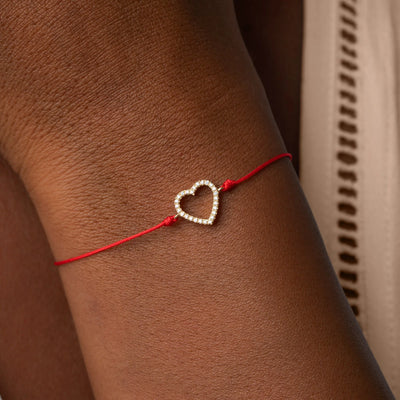 Enduring Affection Heart Red String Bracelet