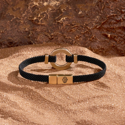 Constant Protection Black Onyx Karma Circle Men’s Black String Bracelet
